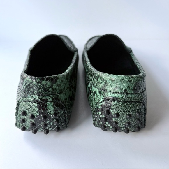 M. Gemi Felize Forest Green Python Snakeskin Embossed Loafers Size 38.5 IT 8 US - Picture 7 of 16